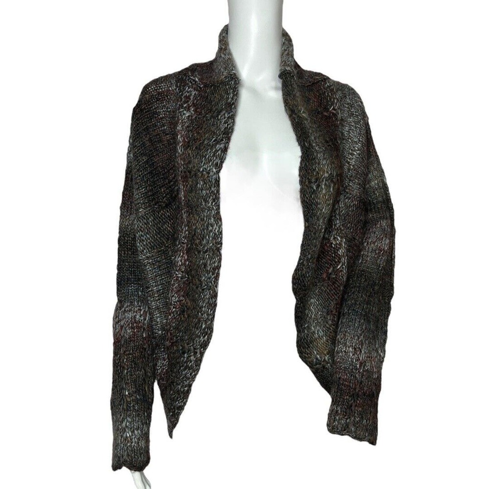 Prana Sweater Womens‎ Medium Dusk Blue Red Marled Rosewood Wrap Cardigan Casual